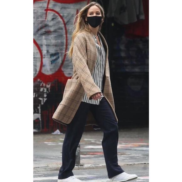 Vince. check pattern single breasted coat nude wool size XXS $1151 - Picture 1 of 9